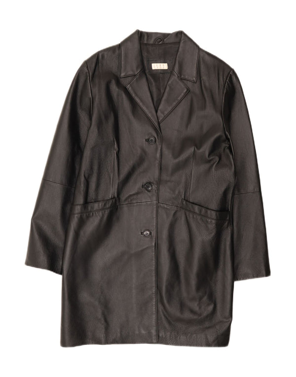manteau en cuir femme vintage UK 18 XL Cuir Noir