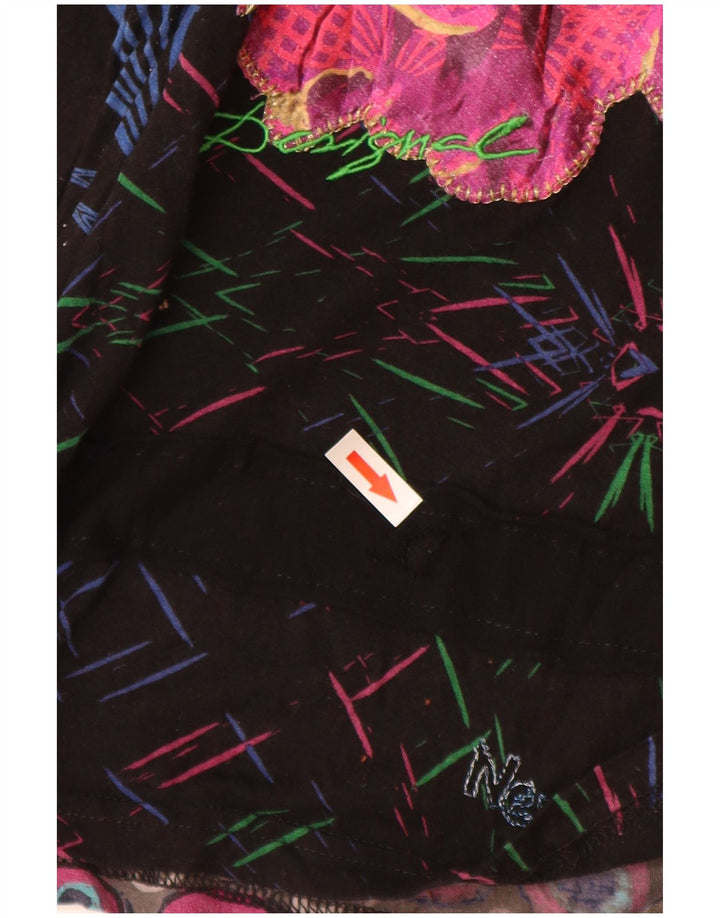 Desigual Femme Graphic Top Manches Longues UK 10 Small Multicolore Viscose