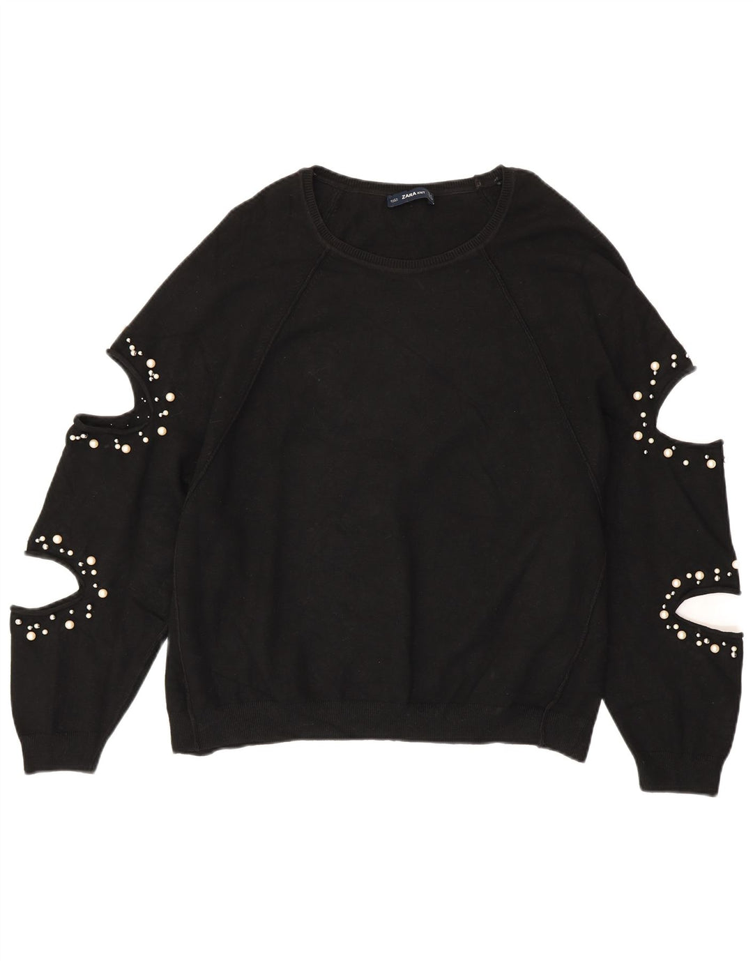 ZARA Pull surdimensionné à col bateau pour femme UK 14 Noir moyen