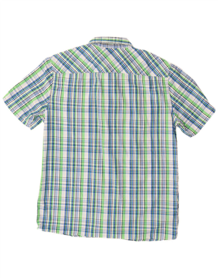 JOHN BANER Chemise à manches courtes pour hommes Taille 15 1/2 Chèque multicolore moyen