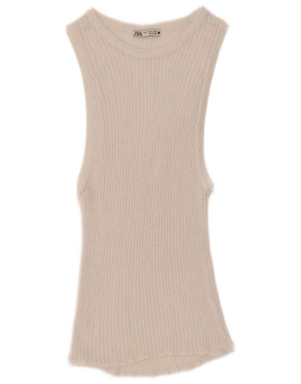 Zara Femme Débardeur UK 14 Moyen Blanc