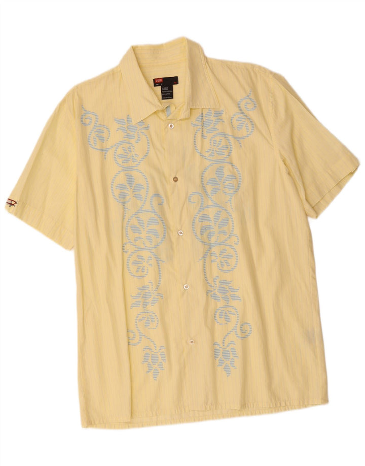 DIESEL Chemise à Manches Courtes Homme XL Jaune Paisley Coton