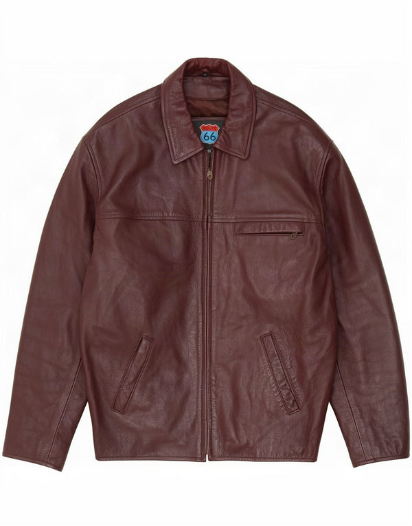 Route 66 Veste en cuir pour homme UK 40 Large Bordeaux