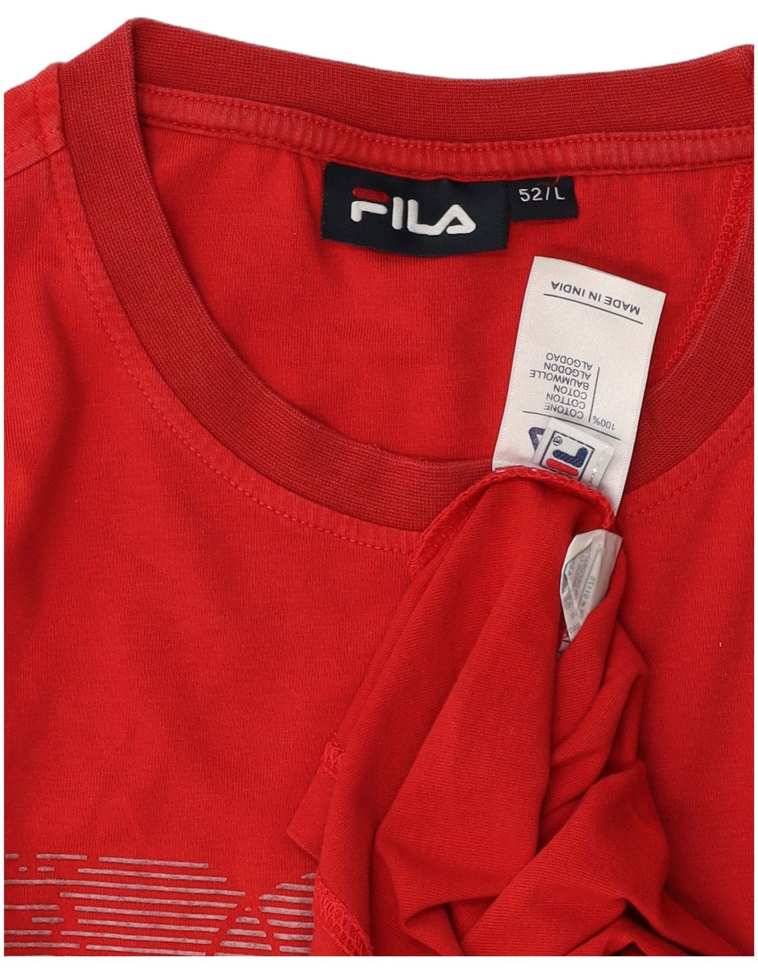 FILA T-Shirt Graphique Homme Top IT 52 Grand Rouge Coton