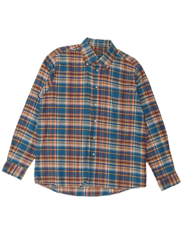 Evolution Chemise en flanelle pour homme 2XL en coton à carreaux bleu