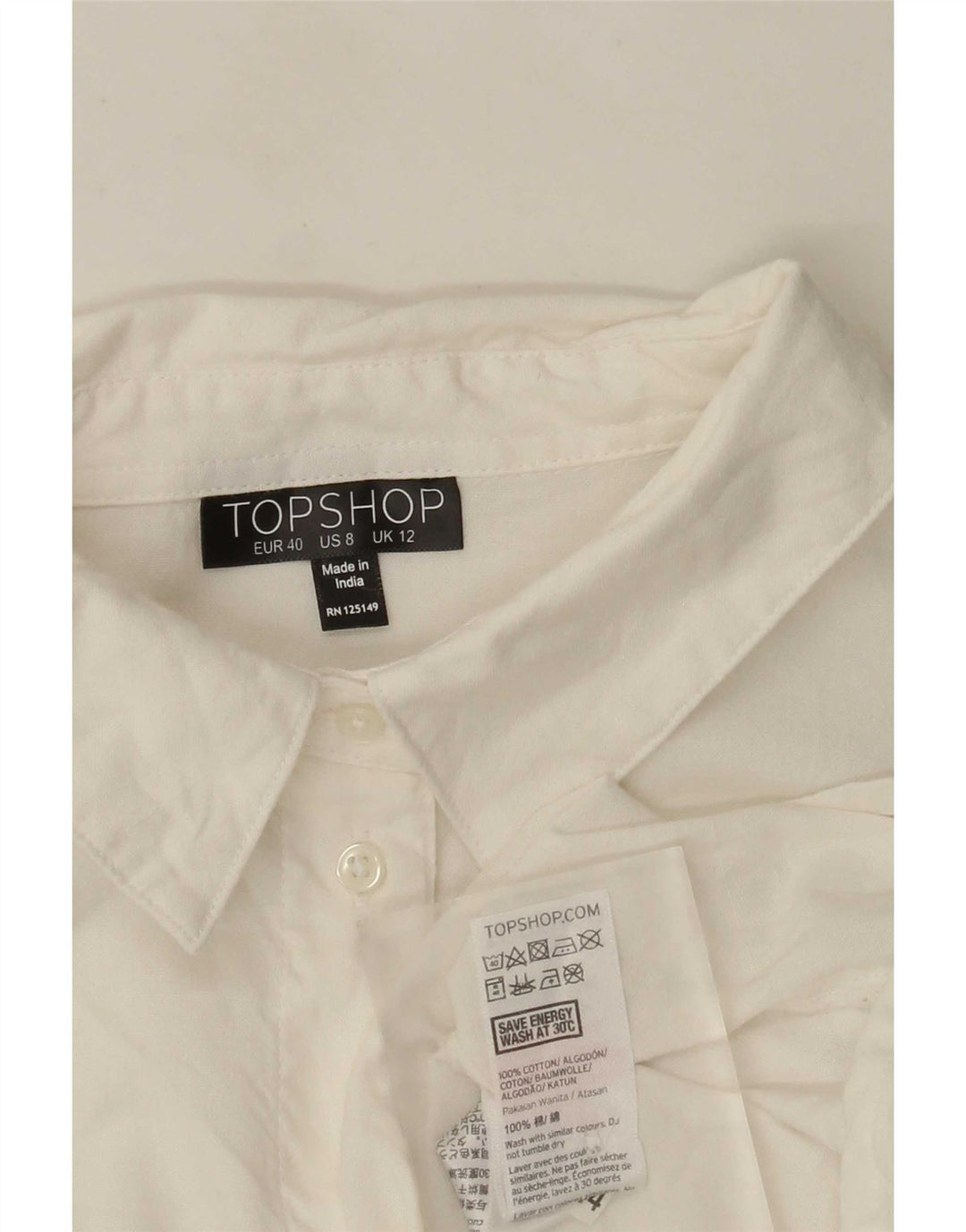 Topshop Chemisier graphique surdimensionné pour femme UK 12 Medium Blanc Floral