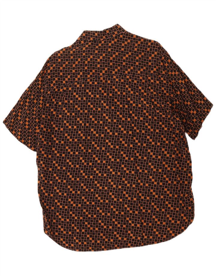 vintage Chemise à manches courtes pour hommes Grand Marron Géométrique
