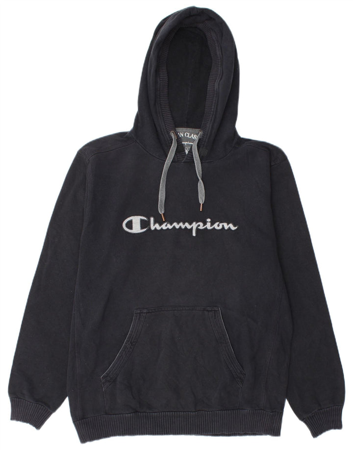 CHAMPION Pull à capuche graphique pour hommes, grand coton noir