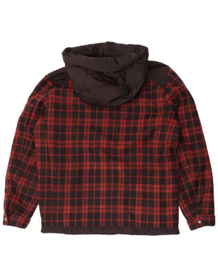 Zara Veste utilitaire à capuche pour homme UK 40 Grand noir à carreaux en polyester