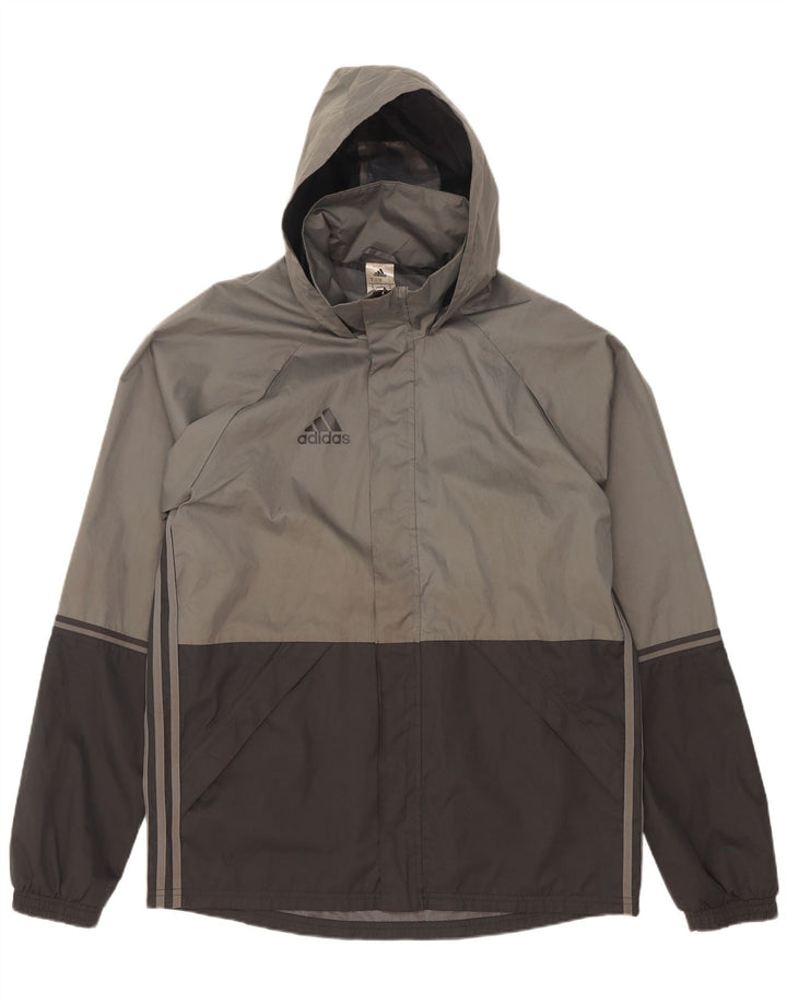 Adidas Veste de pluie à capuche pour homme UK 38 Gris moyen Polyester colour block