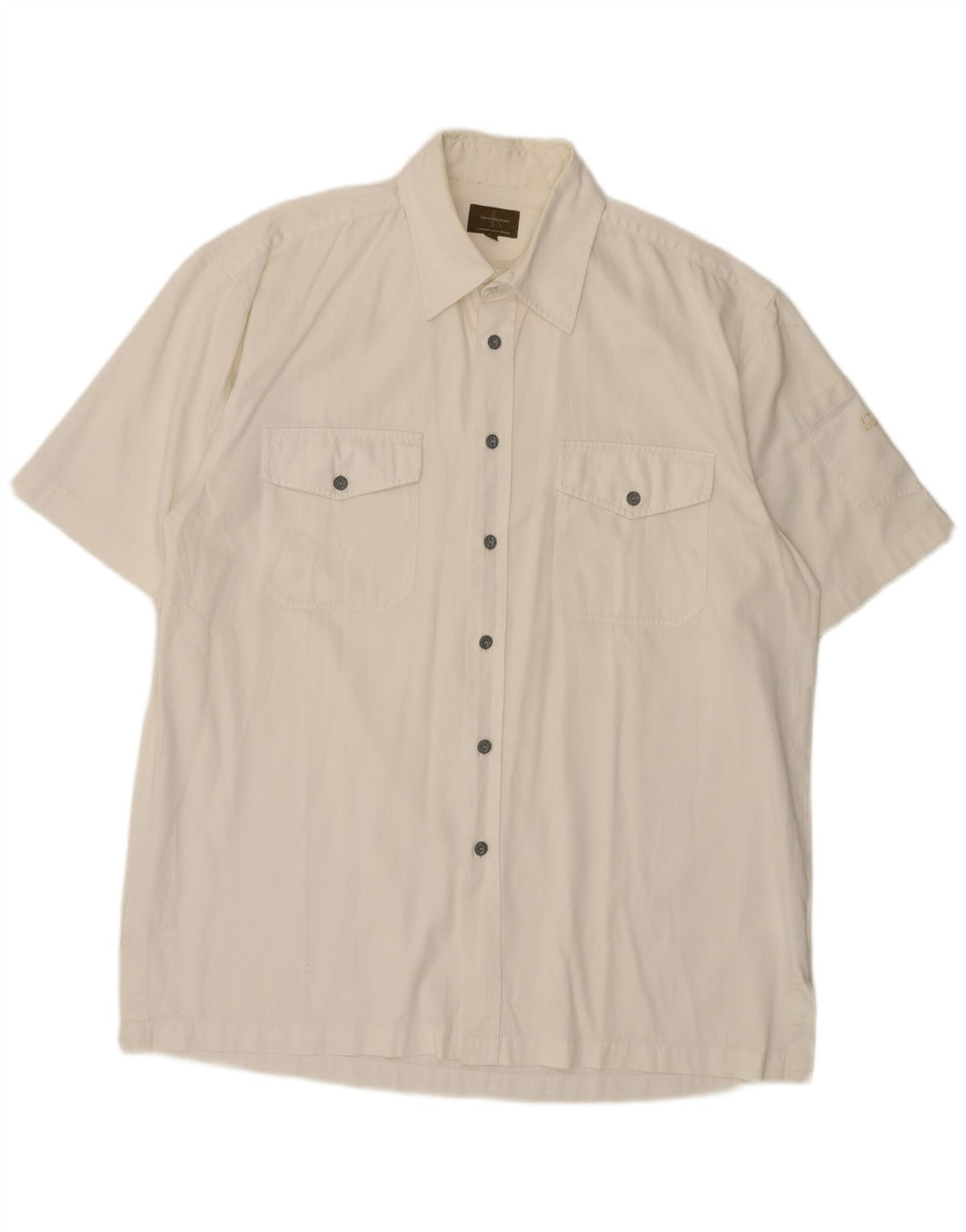 CALVIN KLEIN Chemise à Manches Courtes Khakis Homme Blanc XL Coton