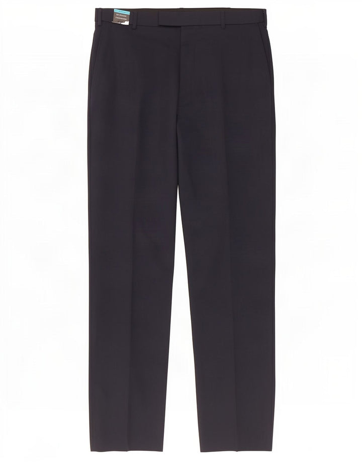 Marks & Spencer Pantalon de Costume Regular Homme W34 L33 Laine Bleu Marine