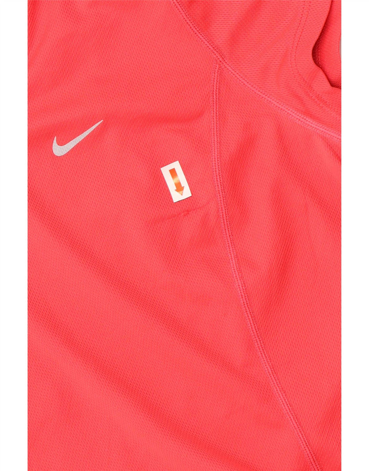 NIKE T-shirt Dri Fit pour femme UK 12 Rouge moyen Colourblock