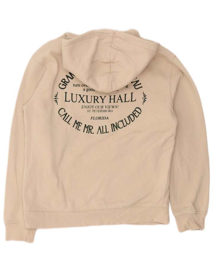 Zara Pull à capuche graphique en coton beige moyen pour homme