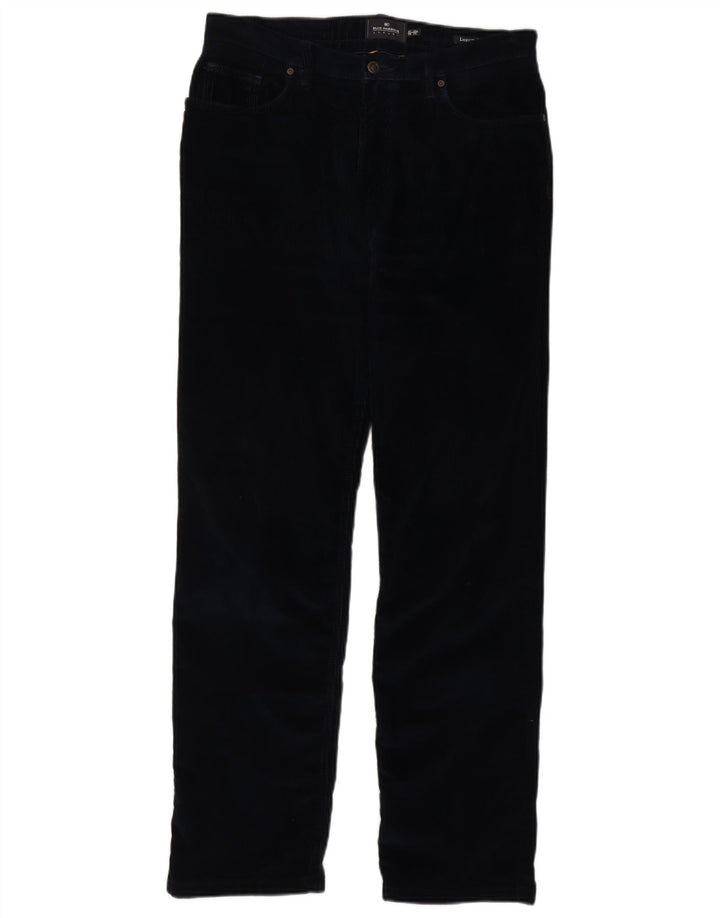 MARKS & SPENCER Pantalon droit en velours côtelé pour homme W32 L31 Bleu marine en coton