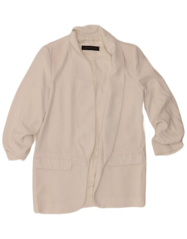 Zara Veste blazer ouverte à manches 3/4 pour femme UK 10 Small Blanc