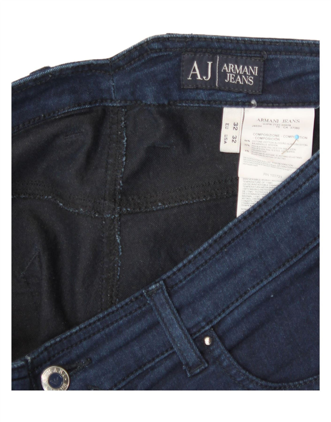 ARMANI Womens Skinny Jeans W32 L27 Navy Blue Vintage Armani and Second-Hand Armani from Messina Hembry 