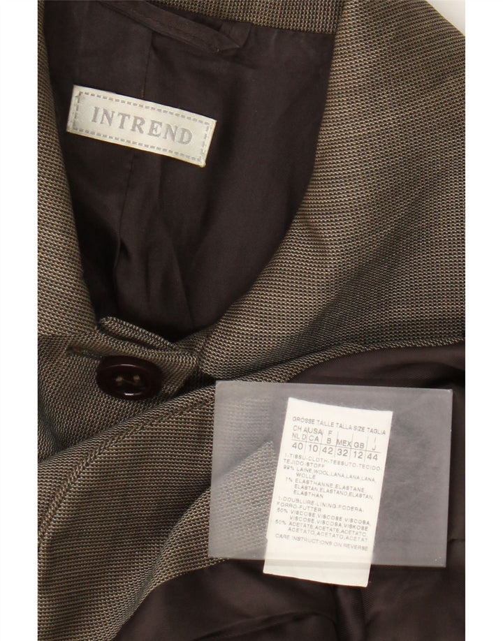 Intrend Veste Blazer 4 Boutons Femme UK 12 Laine Marron Moyen
