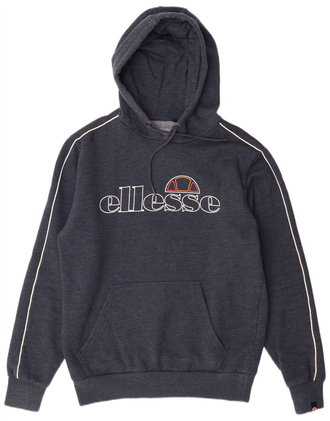 ELLESSE Pull à capuche graphique pour femme UK 16 Large Bleu marine Coton