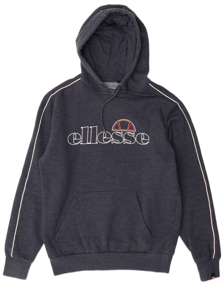 ELLESSE Pull à capuche graphique pour femme UK 16 Large Bleu marine Coton