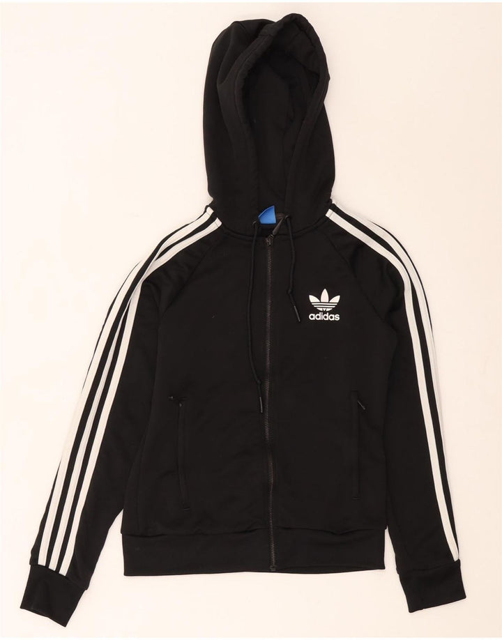 Adidas Pull à capuche zippé pour femme UK 8 Petit Noir Polyester