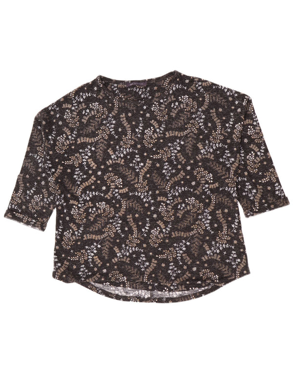 Marks & Spencer Haut à manches 3/4 pour femme UK 16 Large Noir Floral Polyester