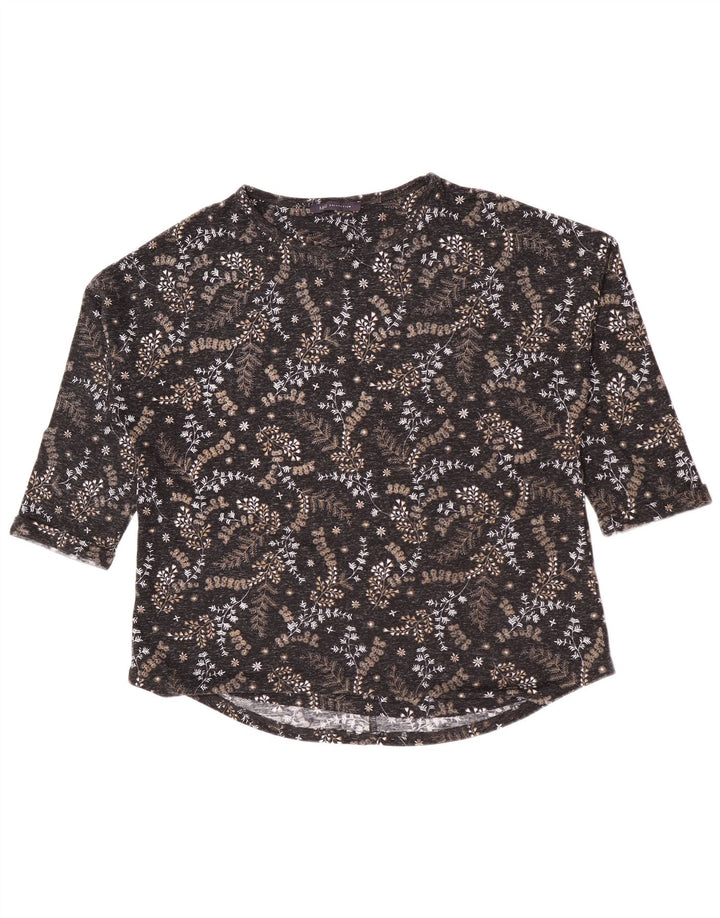 Marks & Spencer Haut à manches 3/4 pour femme UK 16 Large Noir Floral Polyester