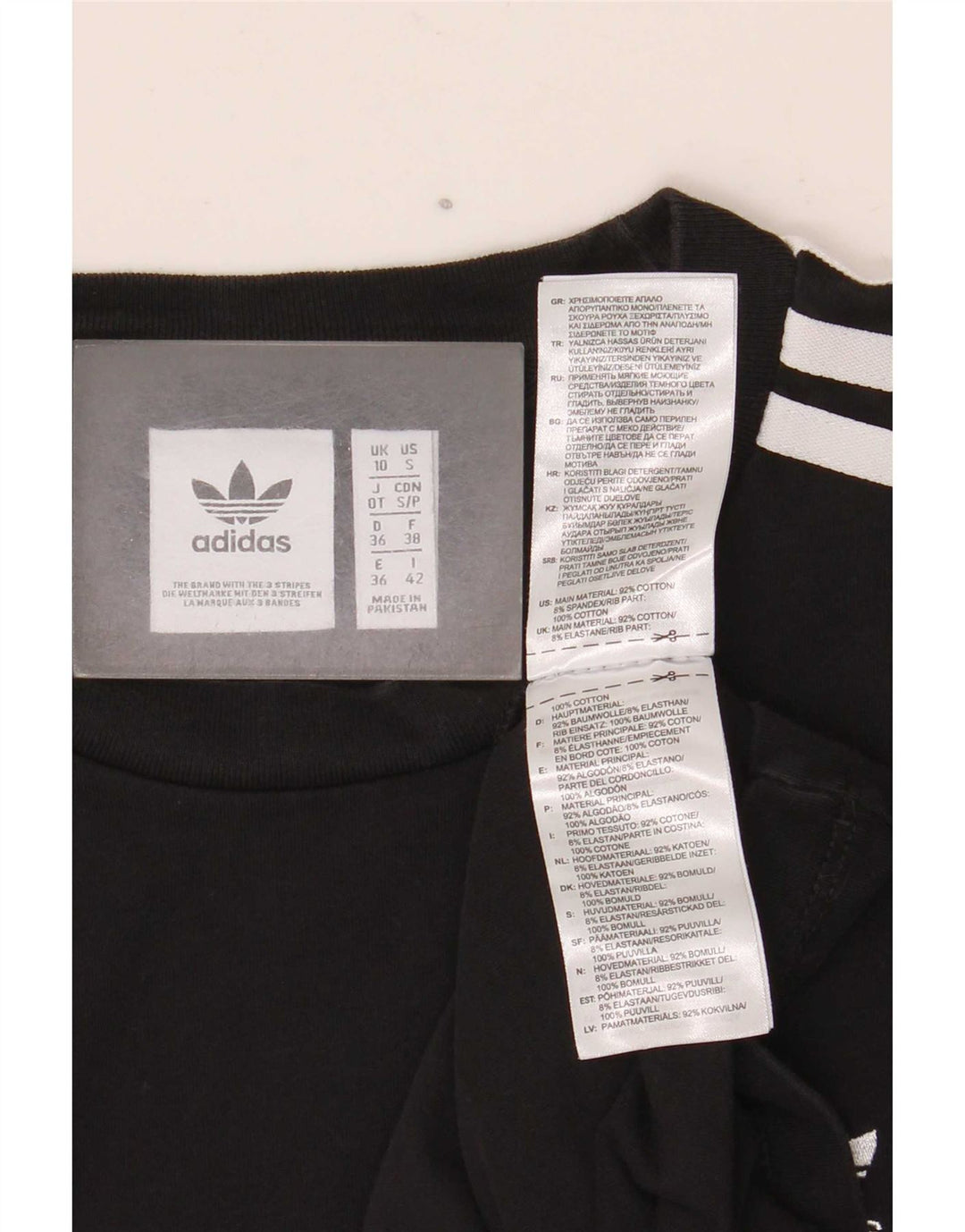 Adidas Haut à manches longues pour femme UK 10 Petit coton noir