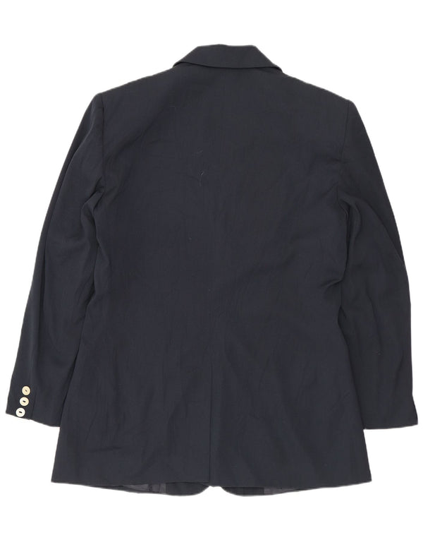 BENETTON Veste Blazer 2 Boutons Femme IT 46 Large Bleu Marine Polyester