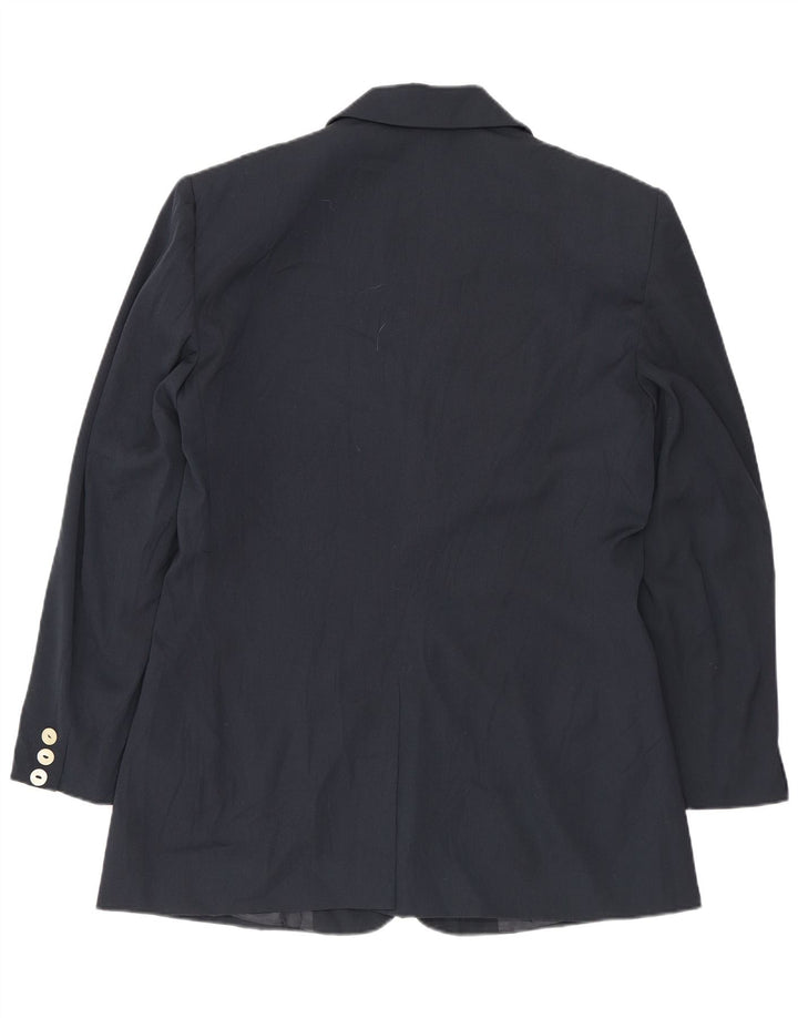 BENETTON Veste Blazer 2 Boutons Femme IT 46 Large Bleu Marine Polyester