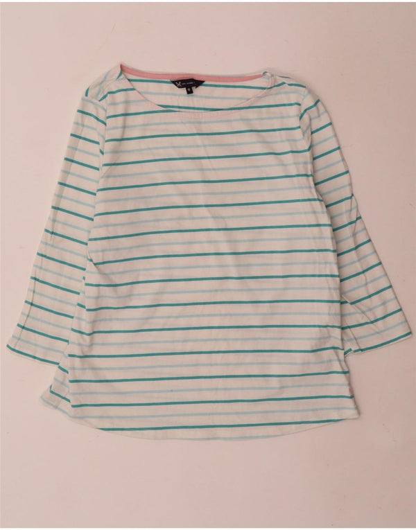 Crew Clothing Haut à manches 3/4 pour femme UK 16 Grand coton rayé blanc