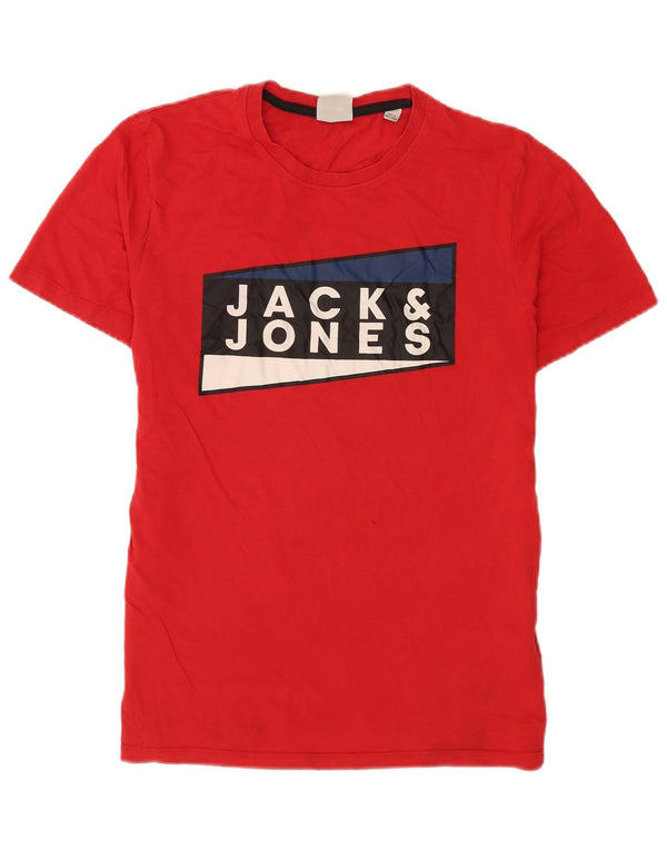 Jack & Jones Mens Graphic T-Shirt Top Medium Red Cotton
