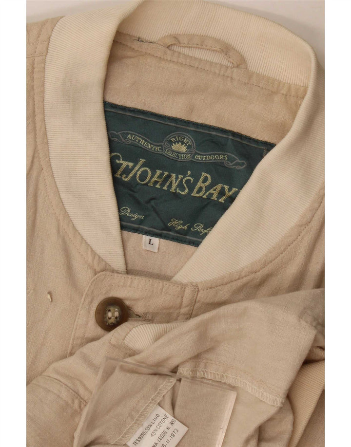 St John's Bay Veste Bomber Homme UK 40 Grand Lin Beige