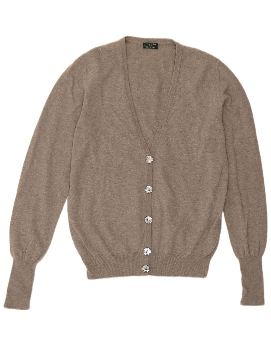Fred Perry Pull Cardigan Femme UK 20 2XL Gris Laine