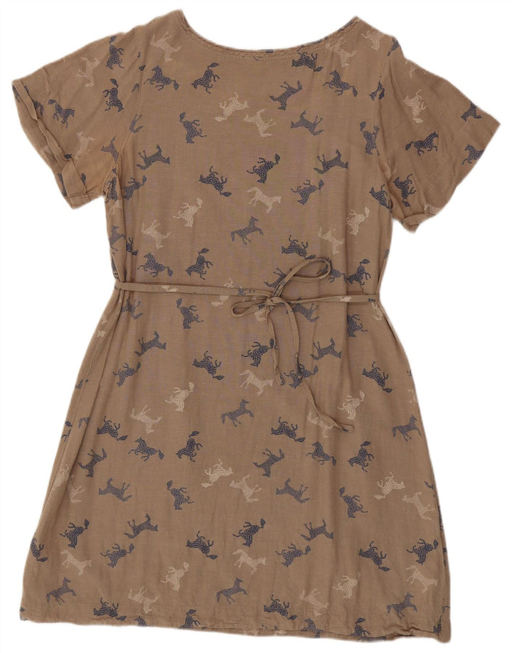 WHITE STUFF Robe trapèze graphique pour femme UK 16 Grand imprimé animal beige