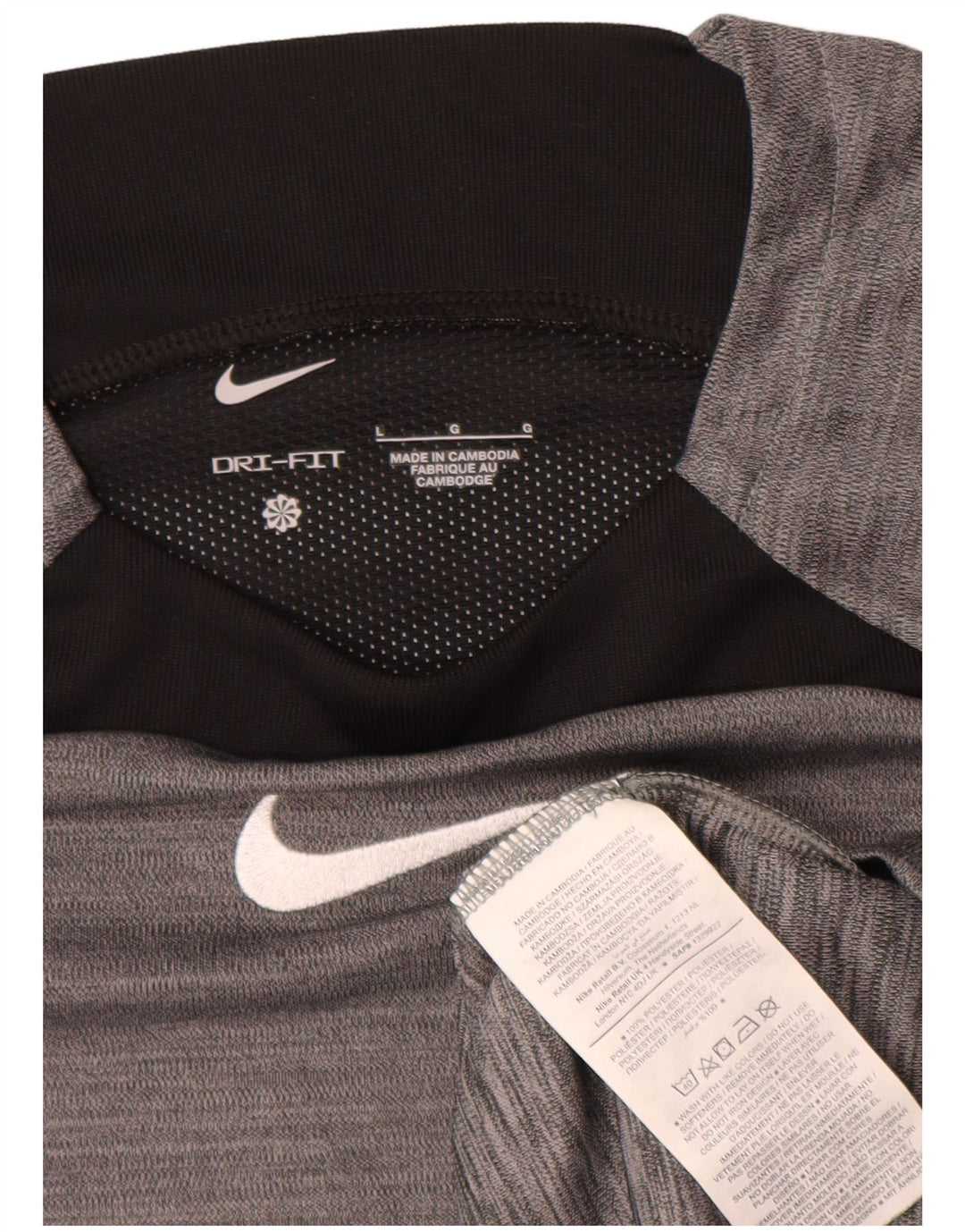 Nike Hommes Dri Fit T-Shirt Haut Large Gris Colorblock Polyester
