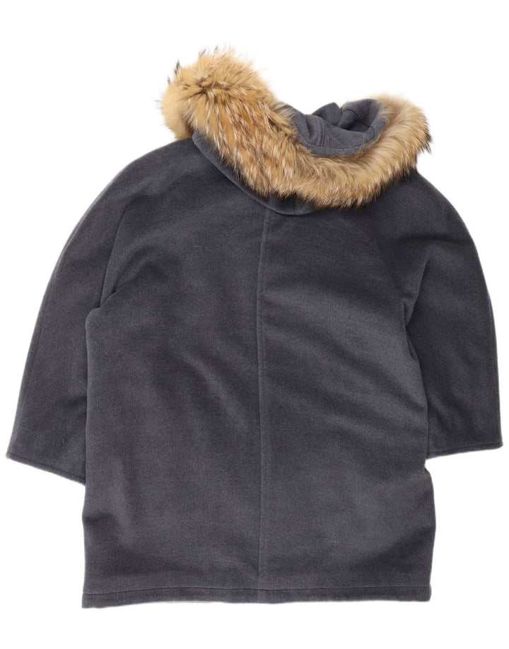 Max Mara Veste Parka surdimensionnée à capuche pour femme UK 12 Laine vierge gris moyen