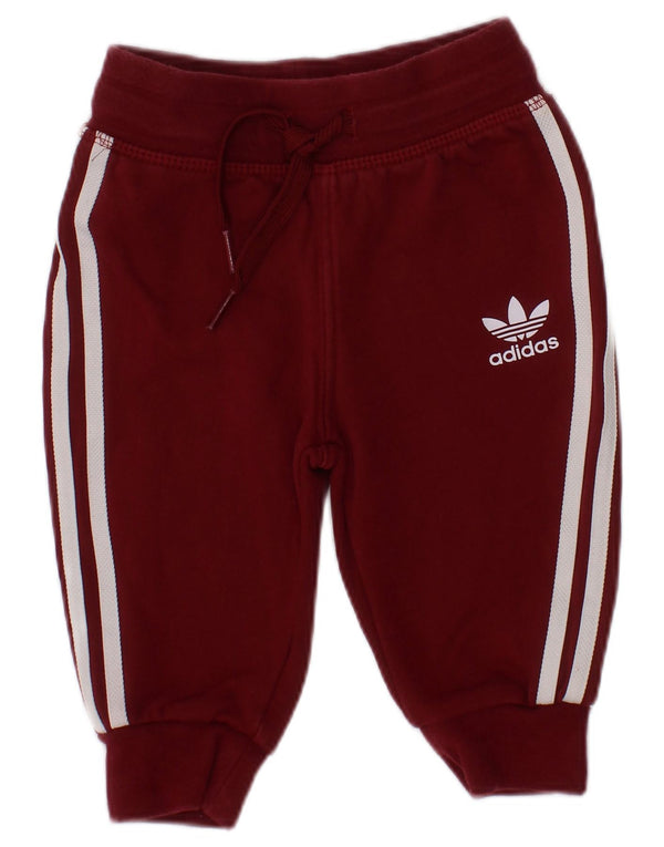 Adidas Pantalon de survêtement graphique pour bébé fille 3-6 mois en coton bordeaux