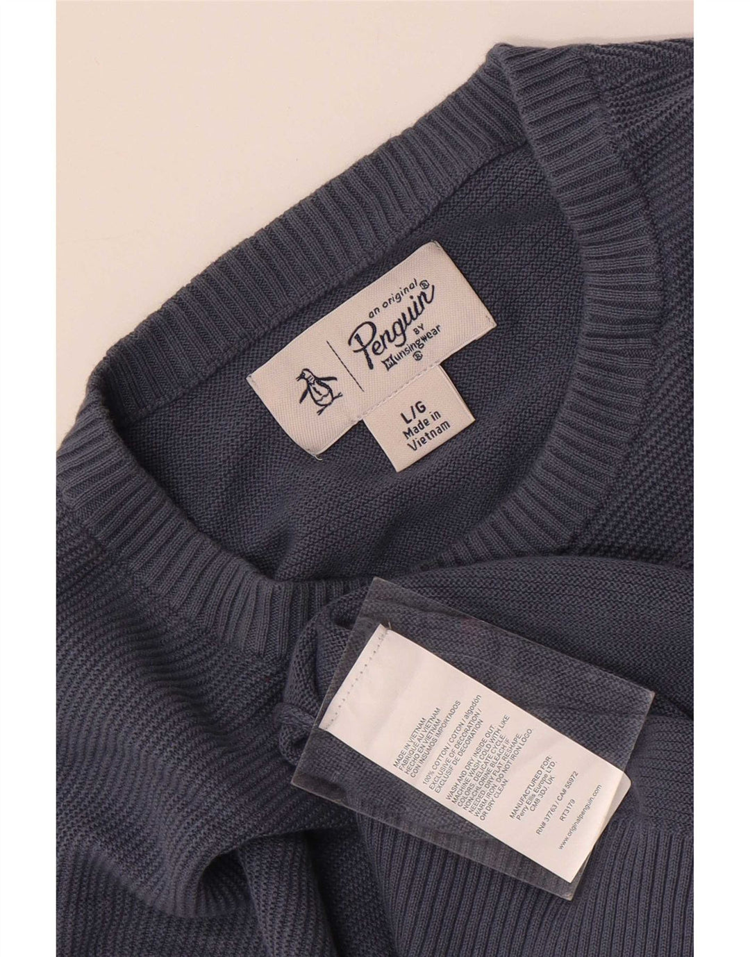 Penguin Pull à col rond pour homme en coton bleu Taille L