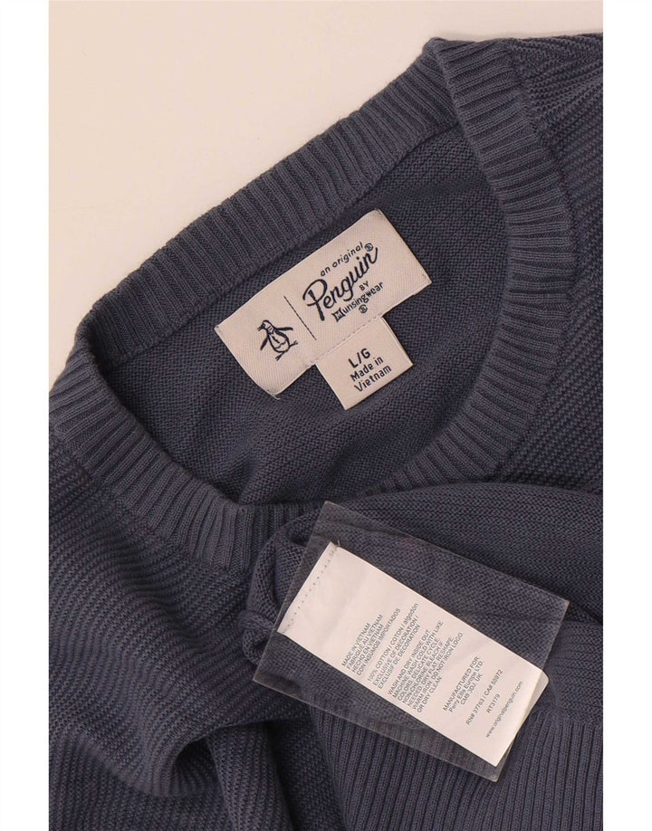 Penguin Pull à col rond pour homme en coton bleu Taille L