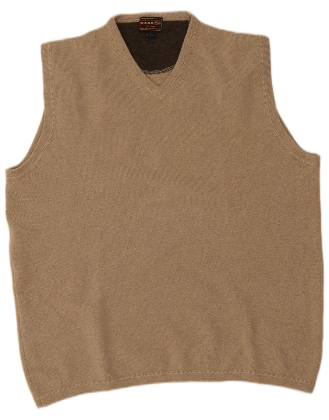 Woolrich Gilet Débardeur XL Beige Laine Vierge Homme