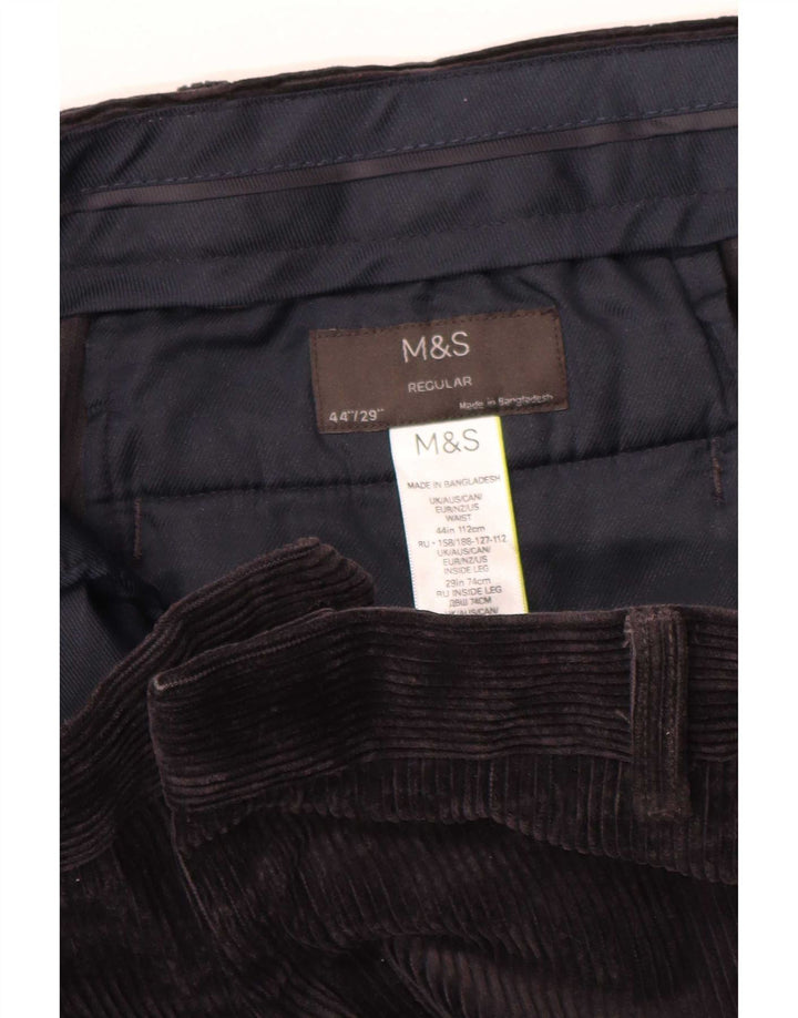 Marks & Spencer Pantalon droit en velours côtelé pour homme W44 L29 Noir
