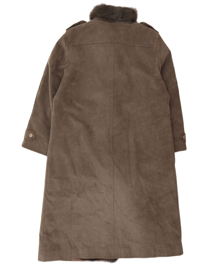 manteau en peau de mouton militaire vintage pour femmes UK 12 Gris moyen