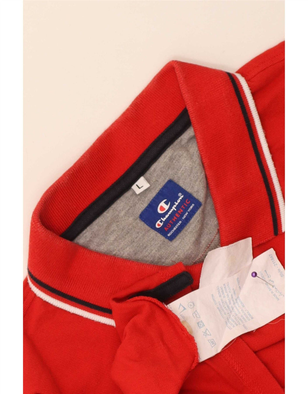 Champion Polo Homme Grand Coton Rayé Rouge