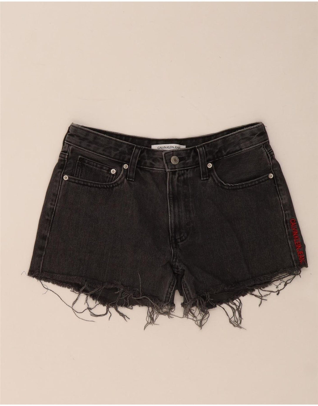 CALVIN KLEIN Femme Short En Jean W27 Petit Gris Coton