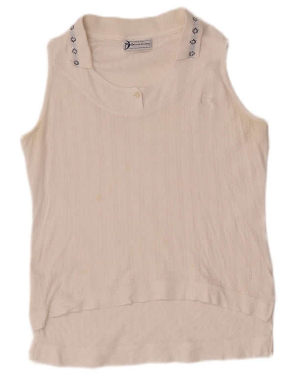 Sergio Tacchini Polo sans manches pour femme EU 38 Medium White Fair Isle