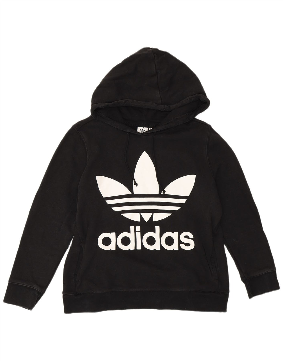 ADIDAS Pull à capuche graphique pour femme UK 16 Grand coton noir