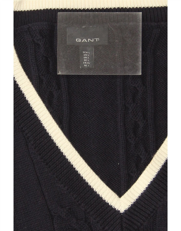 Gant Womens Vest Tank Top UK 16 Large Bleu Marine Coton