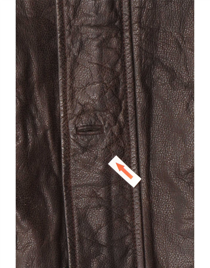 Cortefiel Veste en cuir pour homme IT 50 Large Marron Classique