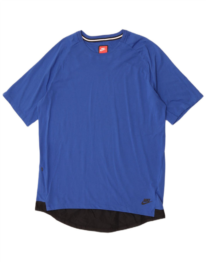 Nike T-Shirt Homme Haut Large Bleu Colorblock Polyester